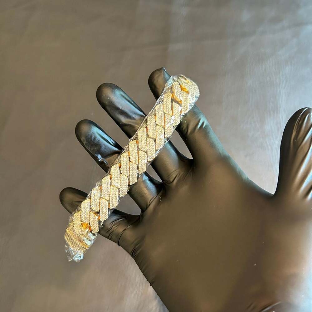 Brand New Gold 20mm 3 Row Cuban Bracelet 8 Inch VVS1 Moissanite